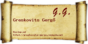 Greskovits Gergő névjegykártya